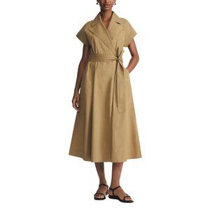 NEW LAFAYETTE 148 NEW YORK BELTED ORGANIC COTTON POPLIN WRAP DRESS Size M